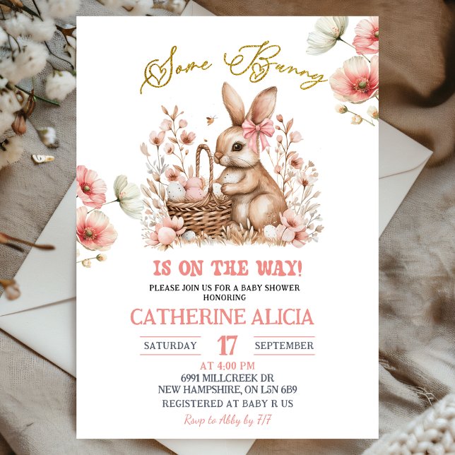 Convite Boho Floral Easter Bunny Baby Shower (Criador carregado)