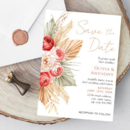 Convite Boho Floral Elegant Fall Summer Wedding