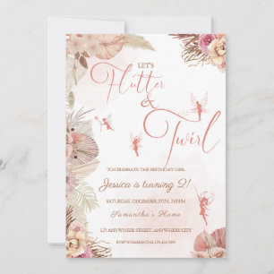 Convite Boho Floral Fairies Festa de aniversário