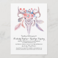 Boho Floral Feather Deer Antlers Casamento