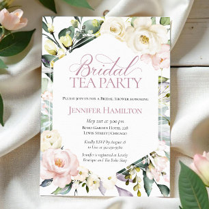 Convite Boho Floral Frame Bridal tea Chá de panela