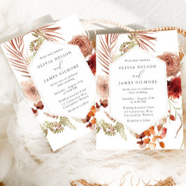 Convite Boho Floral Frame Modern Wedding