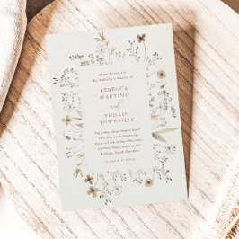 Convite Boho Floral Frame Wildflower Wedding