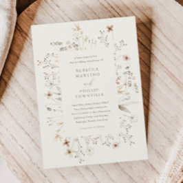 Convite Boho Floral Frame Wildflower Wedding