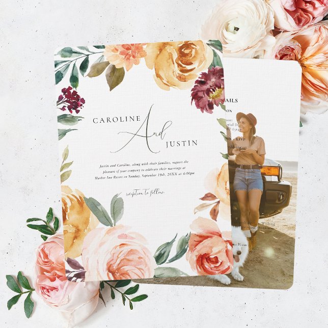 Convite Boho Floral Garden | Foto Casual Casual (Criador carregado)