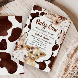 Convite Boho Floral Highland Chá de fraldas
