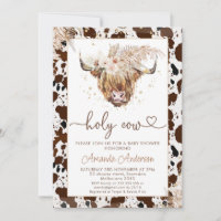 Boho Floral Highland Cow Heart Chá de fraldas