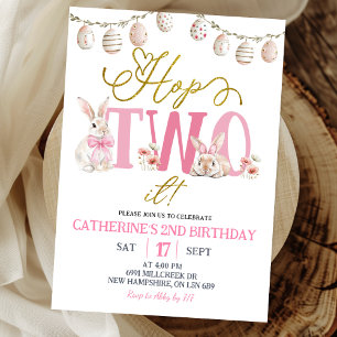 Convite Boho Floral Hop Two It Aniversário