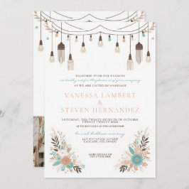 Convite Boho Floral Lights Wedding