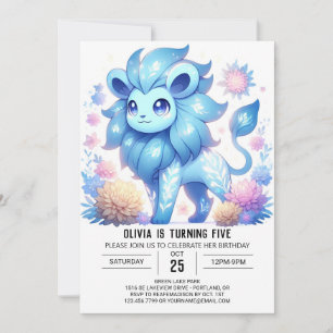 Convite Boho Floral Lion Digital Birth