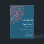 Convite Boho Floral Mandala Teal Blue Bat Mitzvah<br><div class="desc">Boho Floral Mandala Teal Blue Bat Mitzvah Convite</div>