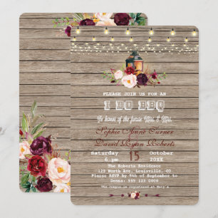 Convite Boho Floral Mason Jar Luzes Eu Faço CHURRASCO