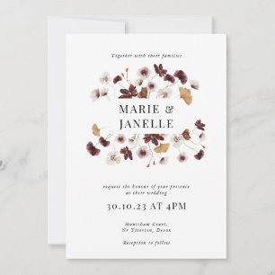 Convite Boho Floral Minimalista Invitação de Casamento