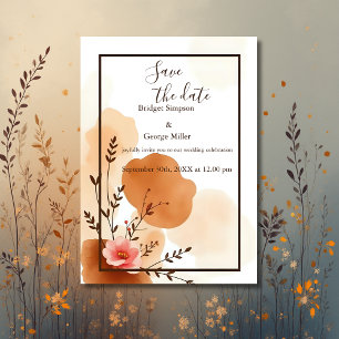Convite Boho Floral Minimalista segura a data