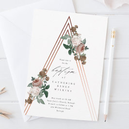 Convite Boho Floral Moderno Religioso Batismo e Batizado