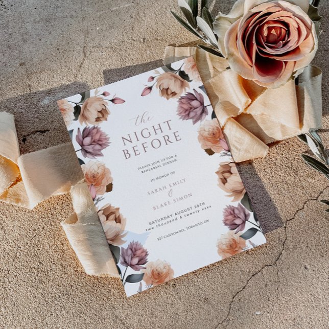 Convite Boho Floral Na Noite Antes Do Janto De Ensaio (Criador carregado)