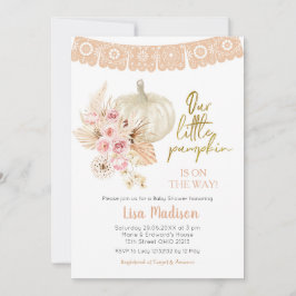 Convite Boho Floral Nossa Pequena Chá de fraldas De Abóbor