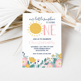 Convite Boho Floral Nossa Pequena Sunshine 1º Aniversário