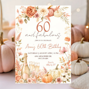 Convite Boho Floral Outono Adulto Fabuloso Aniversário