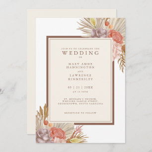 Convite Boho Floral Pampas Grass Wedding