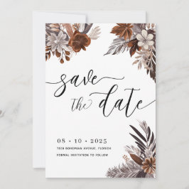 Convite Boho Floral Pampas Salve A Data