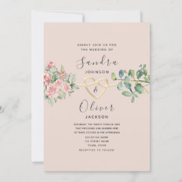 Convite Boho Floral Pink Dusty Rosa Wedding