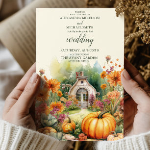 Convite Boho Floral Pumpkin Scrip Weding