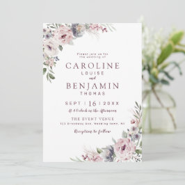 Convite Boho floral rosa Dusty