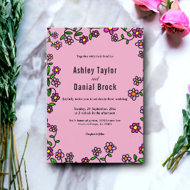 Convite Boho Floral Rosas Roxos Botânicos Boho