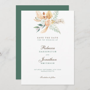 Convite Boho Floral Rustic Green Weding The Date
