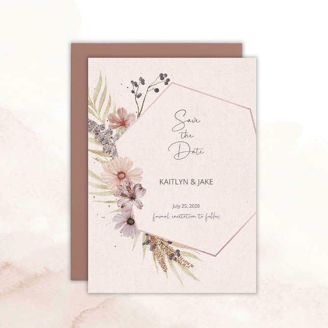 Convite Boho Floral Save the Date Card (Boho Floral Save the Date)
