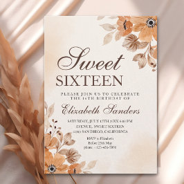 Convite Boho Floral Sweet Sixteen Birthday 