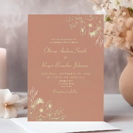 Convite Boho Floral Terracotta Wedding