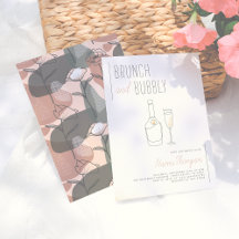 Boho Floral Verde e Champanhe Rosa Brunch e Bubble
