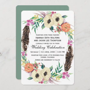 Convite Boho Floral Watercolor Wedding