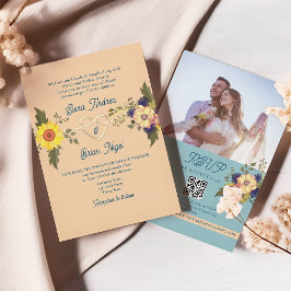 Convite Boho Floral Wedding Código QR