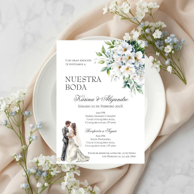 Convite Boho Floral Wedding Espanhol (Criador carregado)