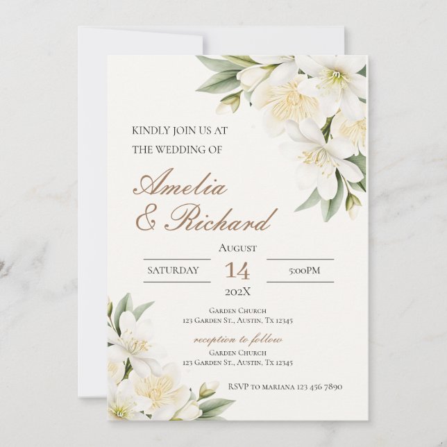 Convite Boho  Floral  Wedding Invitation (Frente)