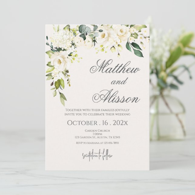 Convite Boho Floral Wedding Invitation (Em pé/Frente)