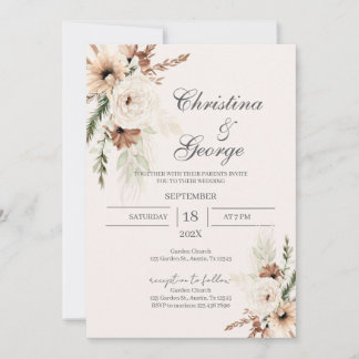 Convite Boho Floral Wedding Invitation