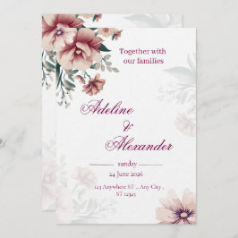 Convite Boho Floral Wedding Invitation Template
