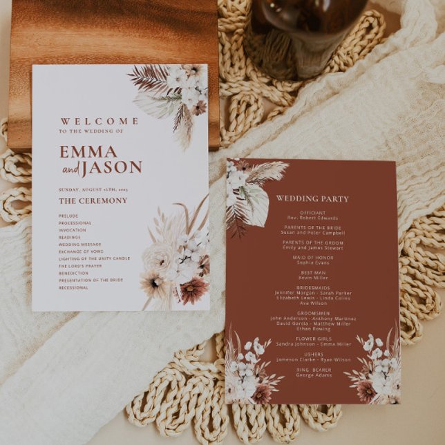 Convite Boho Floral Wedding Program (Criador carregado)