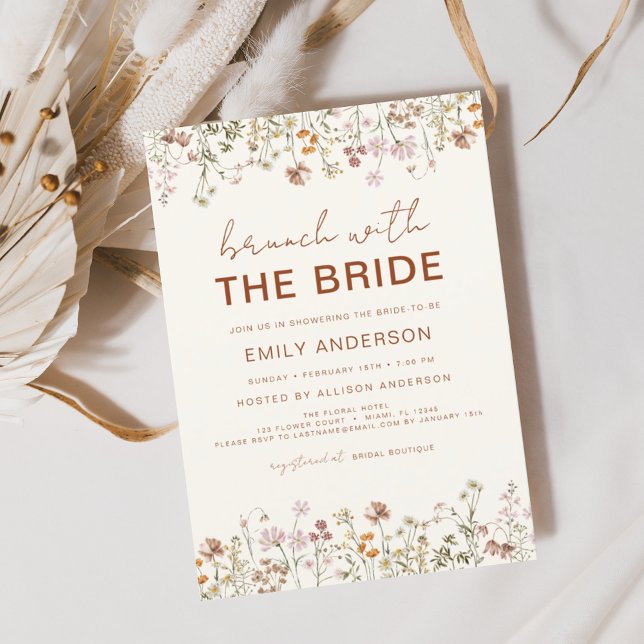 Convite Boho Floral Wildflower Bridal Brunch (Criador carregado)