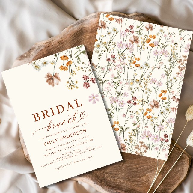 Convite Boho Floral Wildflower Terracotta Bridal Brunch (Criador carregado)