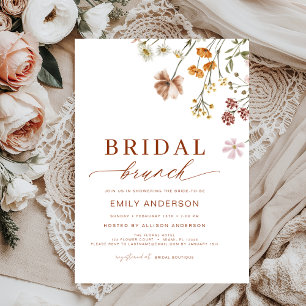 Convite Boho Floral Wildflower Terracotta Bridal Brunch