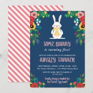 Convite Boho Florals & Bunny   Aniversário de criança Colo