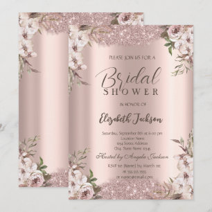 Convite Boho Flores Brilhantes Rosa Chá de panela de Quadr
