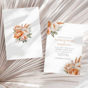 Convite Boho Flores de Coral Casamento de Verão