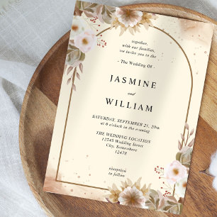 Convite Boho Flower Brown Wedding
