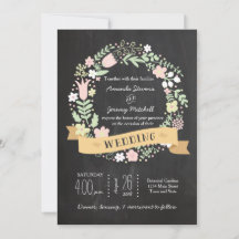 Boho Flower Wreath Rustic Chalkboard Casamento